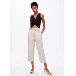 NWT Zara Women’s Black Structured Shirt with Front Knot